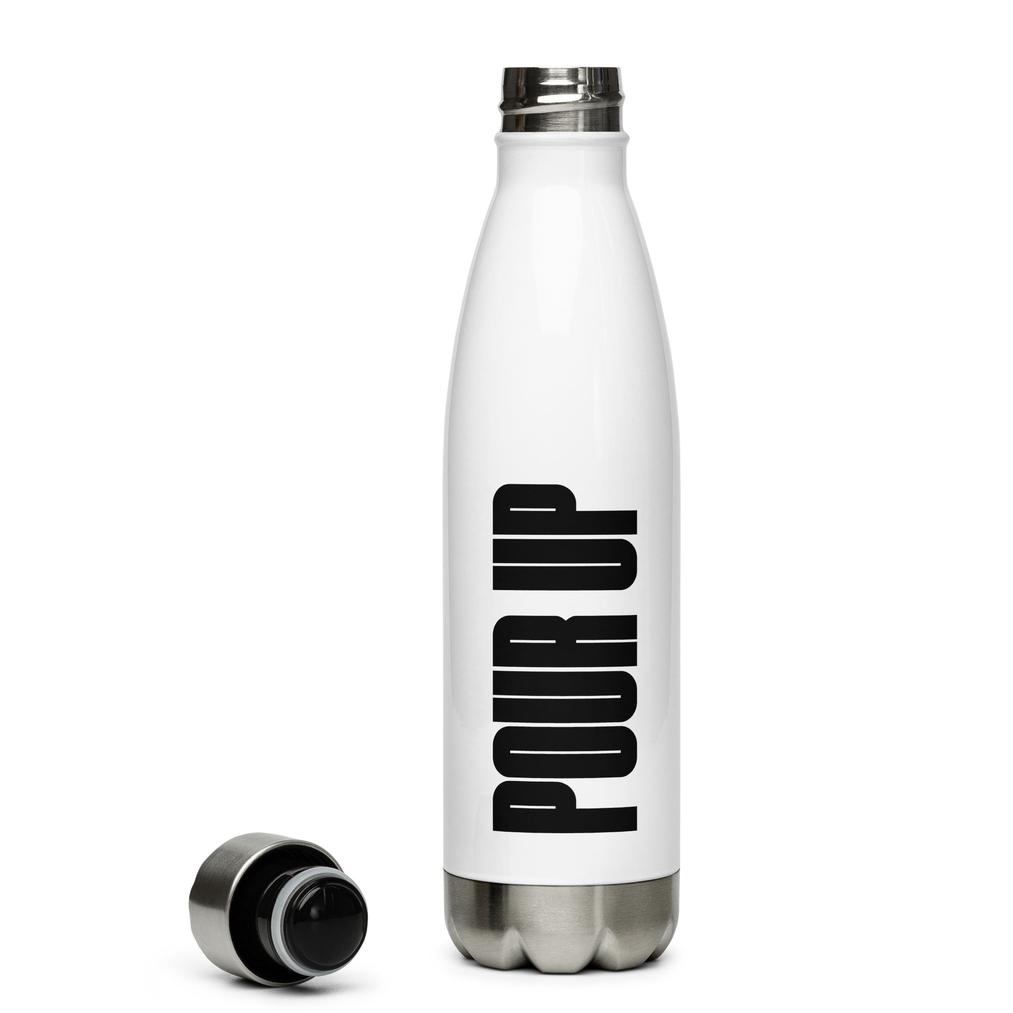 POUR UP DRINK Stainless Steel Water Bottle (White)