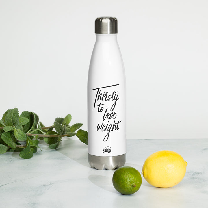 Thirsty To Lose Weight Steel Water Bottle (White)
